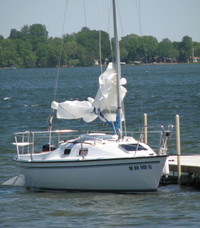 Var Skibet Our present sailboat at dockside