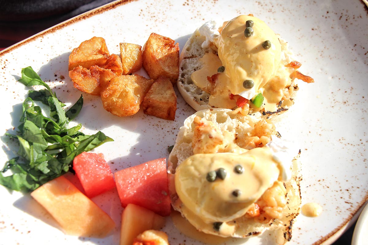 Lobster spicy Mornay Eggs Benny