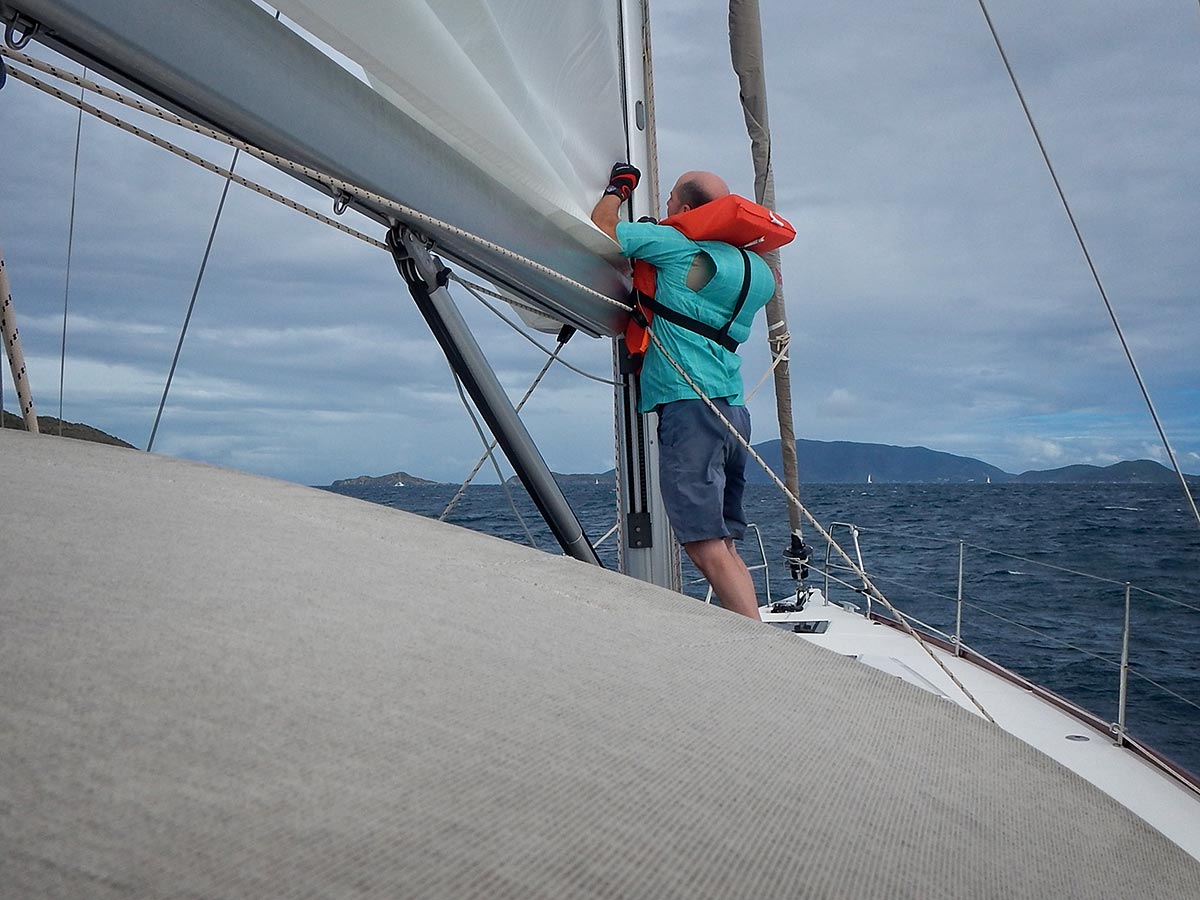 BVI Bareboat Sailing Adventure roller reefing mainsail